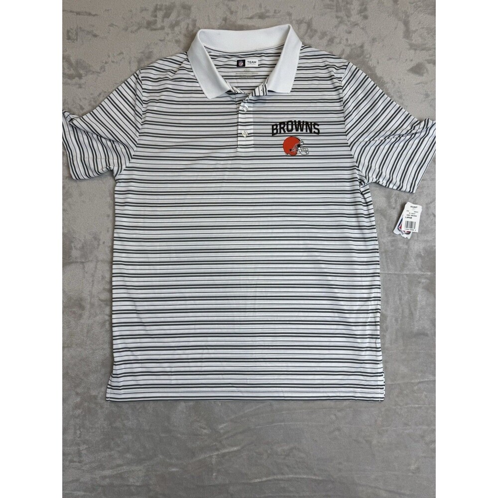Cleveland Browns NFL Team Apparel Polo Shirt Men’s Large Striped NWT